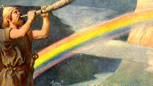 Gemälde Heimdall mit Horn Regenbogen
