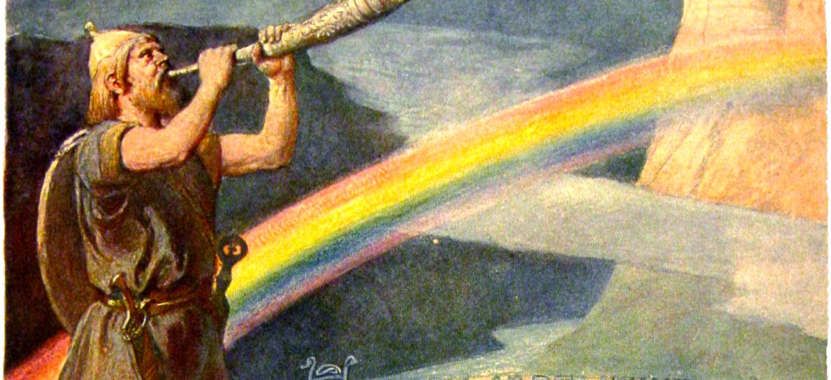 Gemälde Heimdall mit Horn Regenbogen